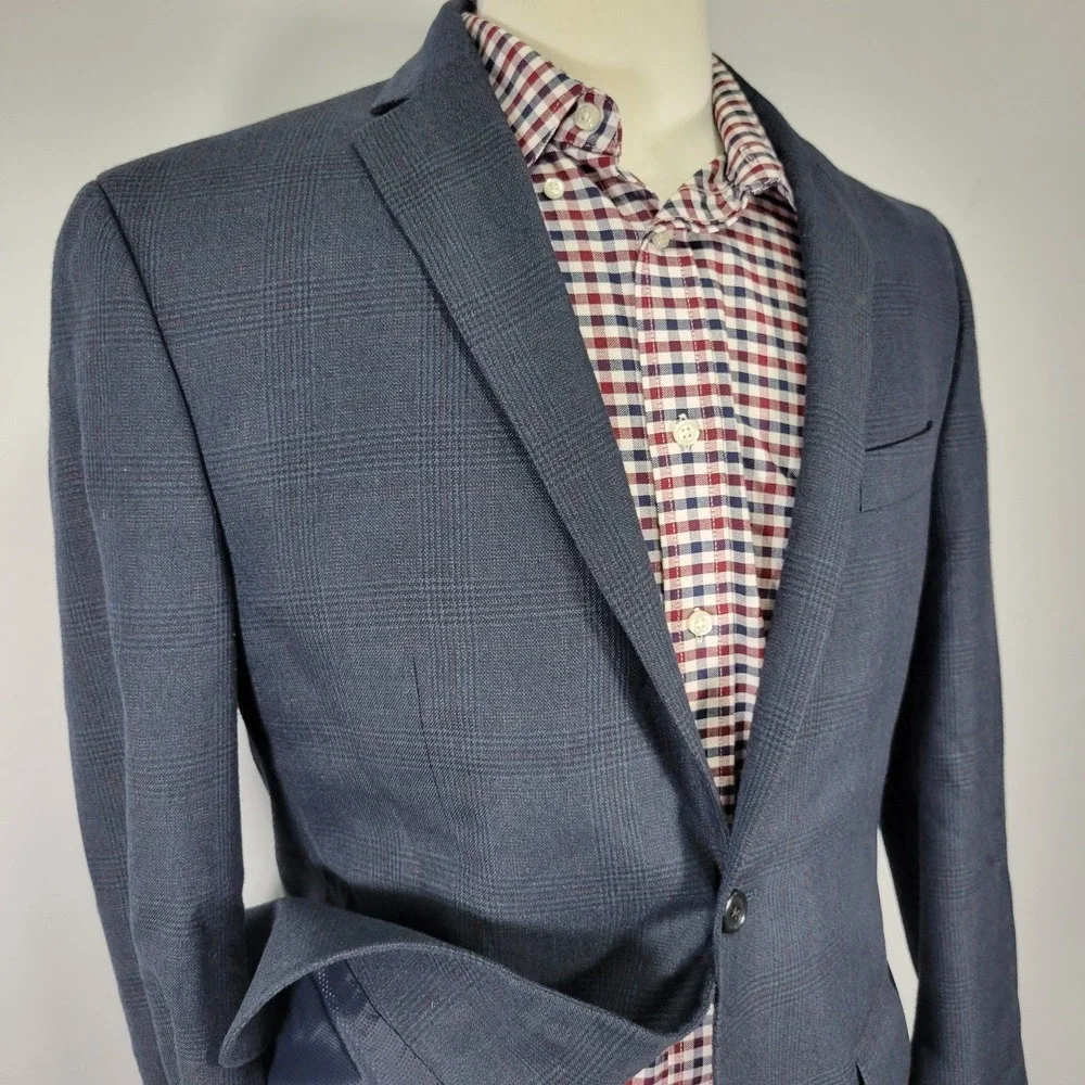 Michael‎ Kors Men's Sport Coat Blazer Two Button Navy Blue Poly Blend Size 40R